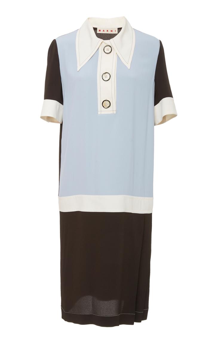 Marni Washed Crepe Short Sleeve Dress