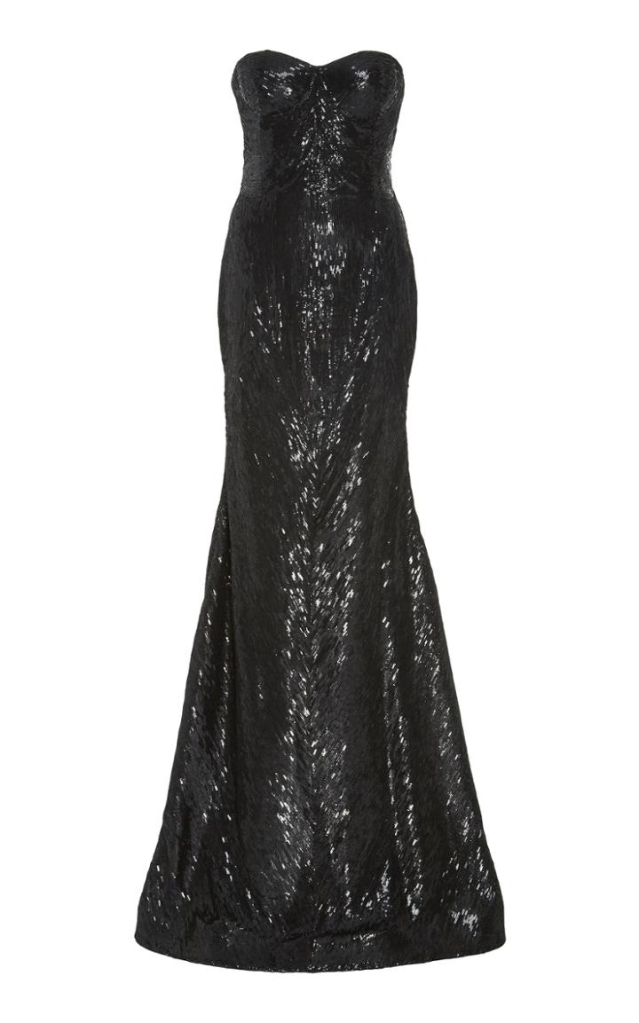 Naeem Khan Strapless Sequin Gown