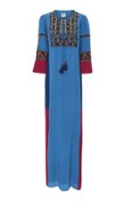Figue Margherite Embroidered Silk Maxi Dress