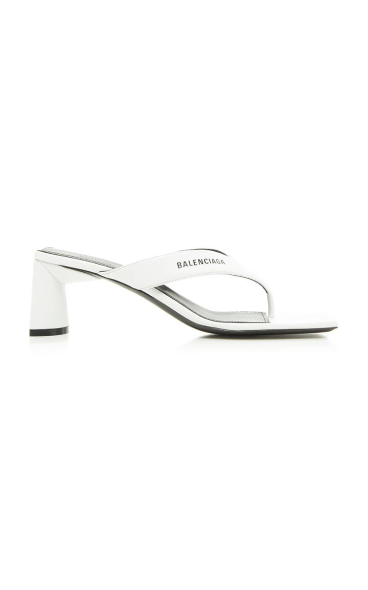 Balenciaga Double Square Logo Leather Sandals