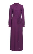 Valentino Belted Crepe De Chine Midi Dress
