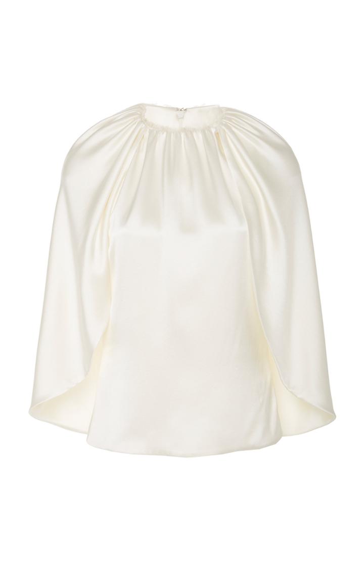 Brandon Maxwell Gathered Angel Silk Blouse