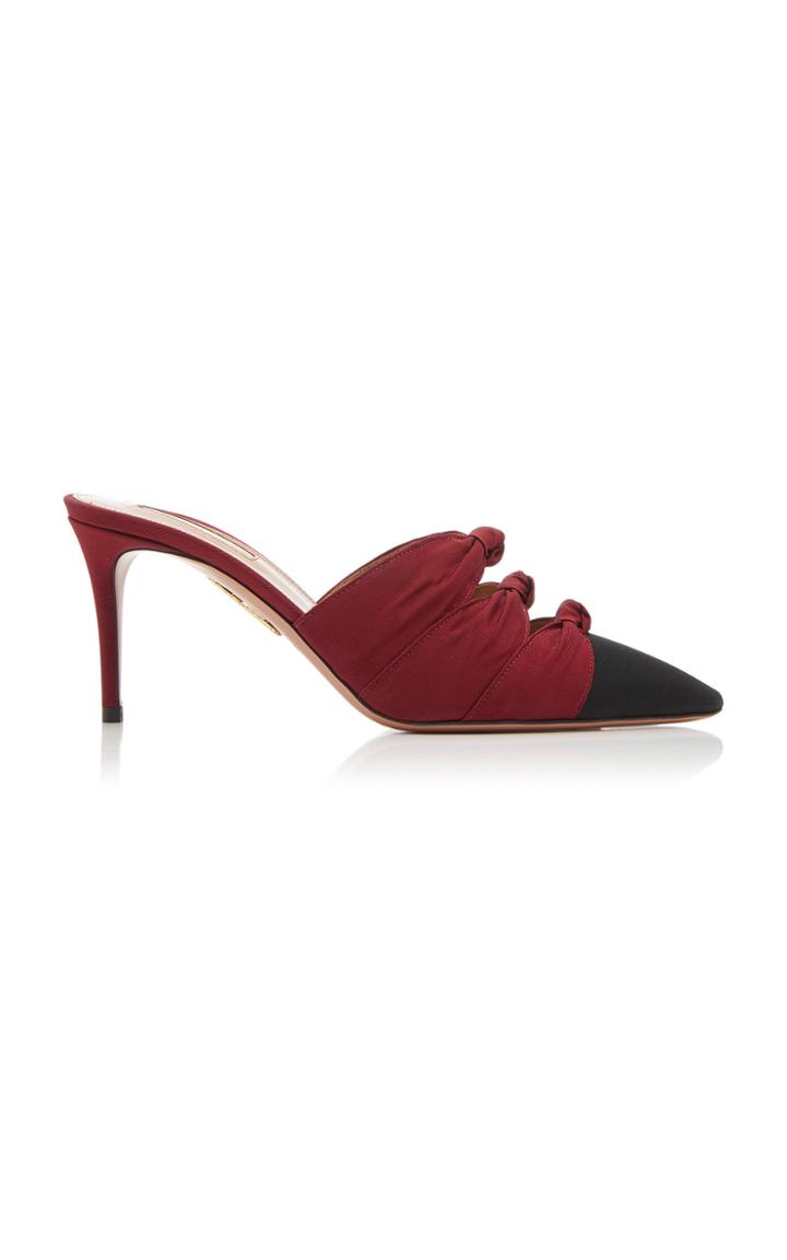 Aquazzura Mondaine Two-tone Knotted Faille Mules