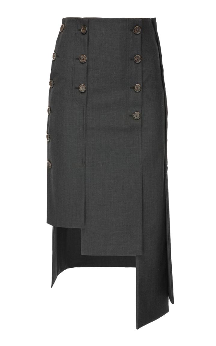 Babukhadia Assymetrical Button Detail Skirt