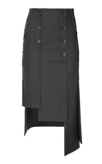 Babukhadia Assymetrical Button Detail Skirt