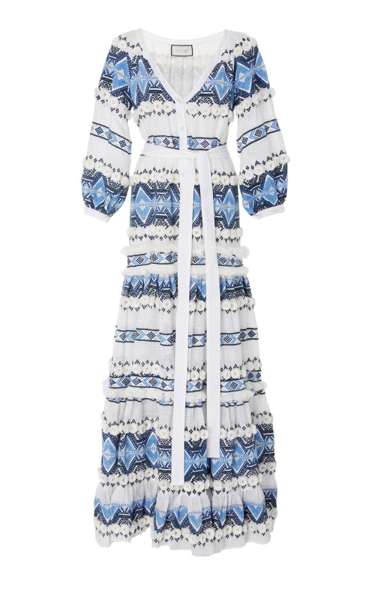 Alexis Wylla Embroidered Cotton And Linen-blend Maxi Dress