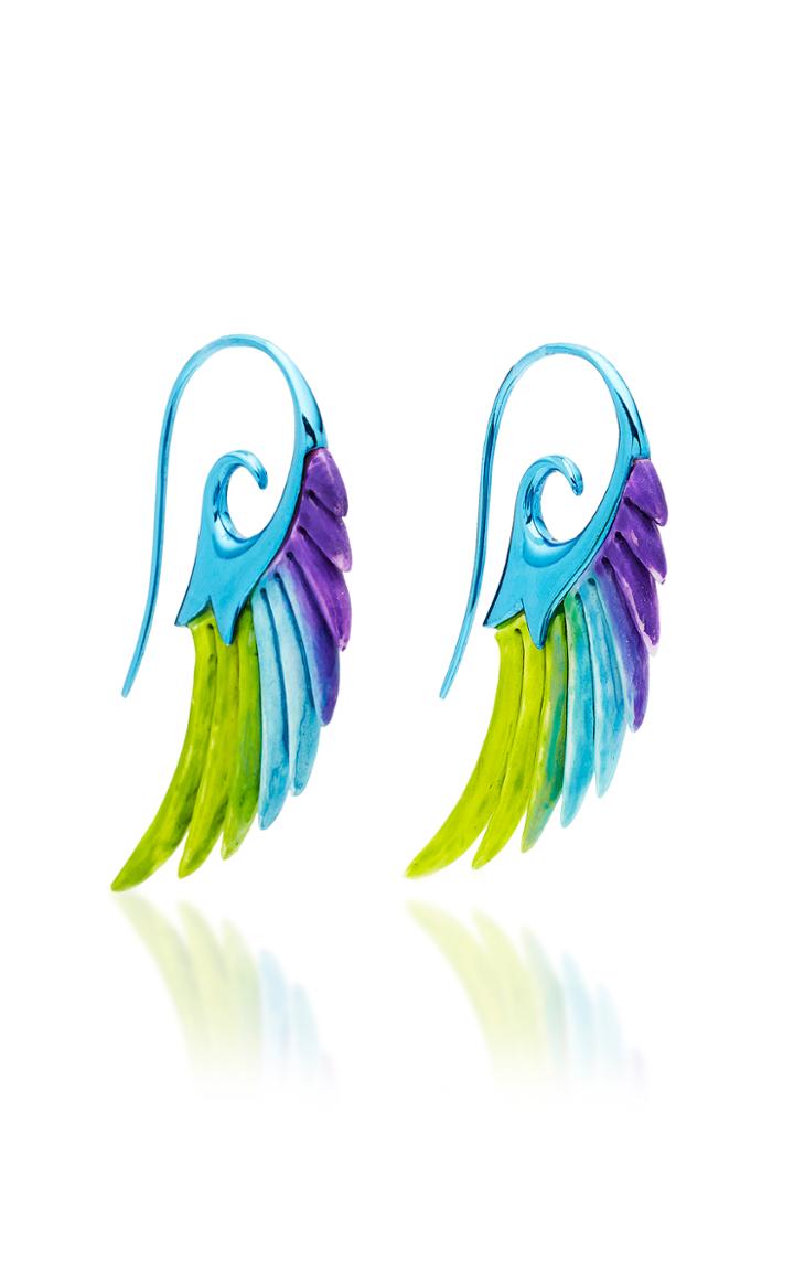 Noor Fares Blue Multi Wing Earrings