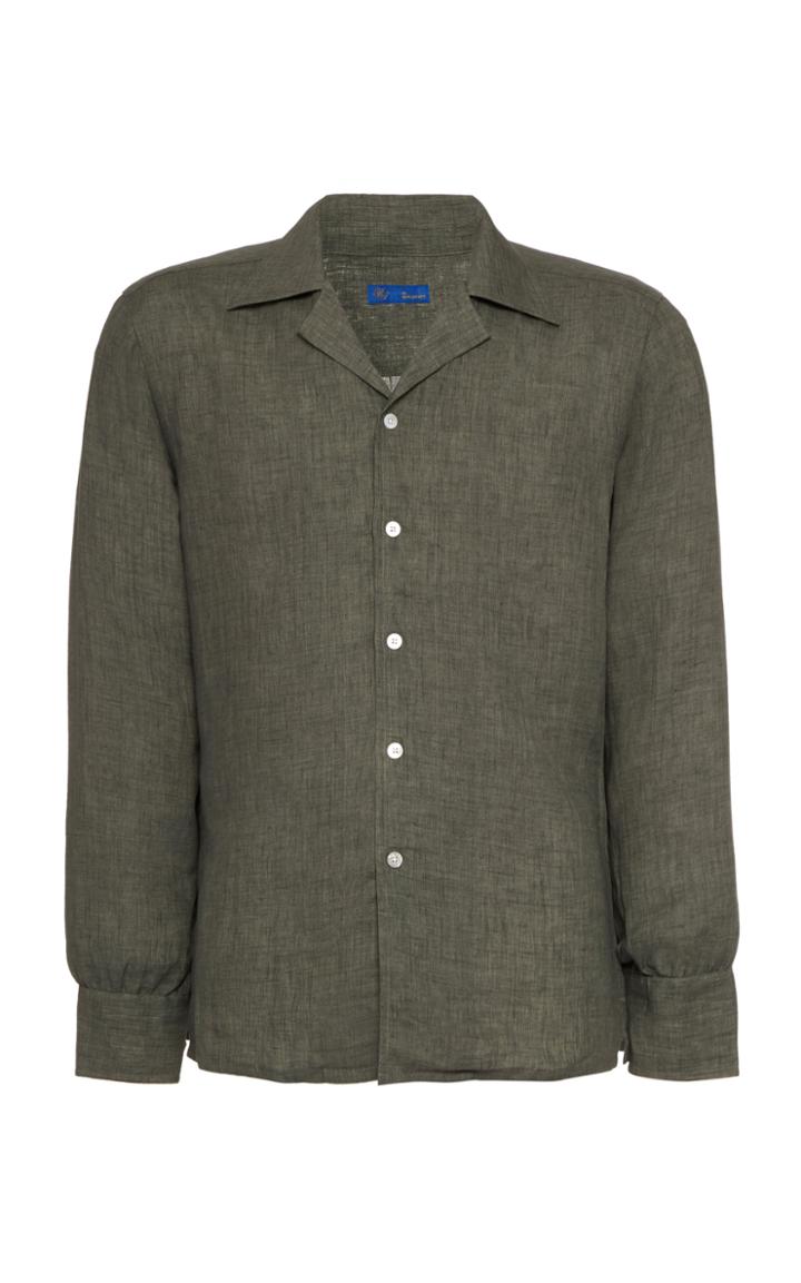 Ring Jacket Camp Collar Linen Shirt