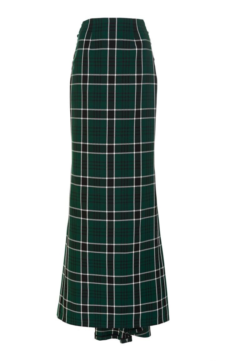Rosie Assoulin Tie-detailed Plaid Crepe Maxi Skirt