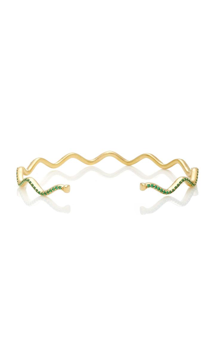 Sabine Getty Yellow Gold Wave Cuff With Tsavorite