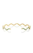 Sabine Getty Yellow Gold Wave Cuff With Tsavorite