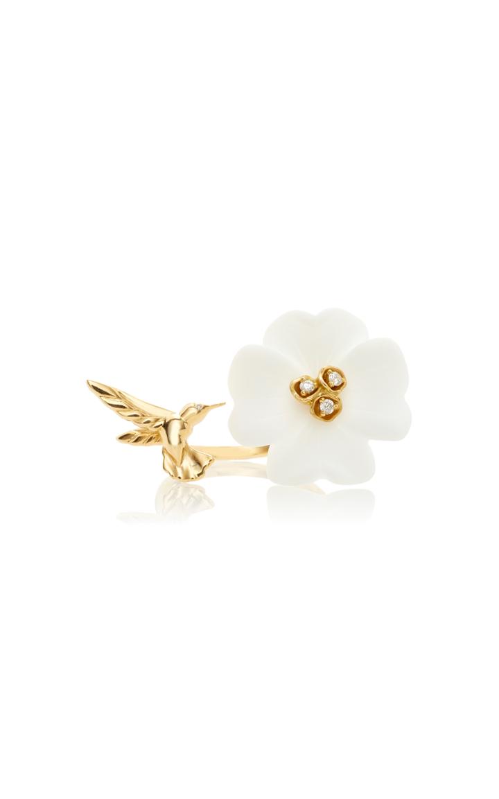 Brent Neale M'o Exclusive Clover & Hummingbird Double Sided Ring