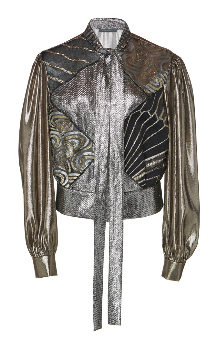 Alberta Ferretti Metallic Silk Blend Blouse