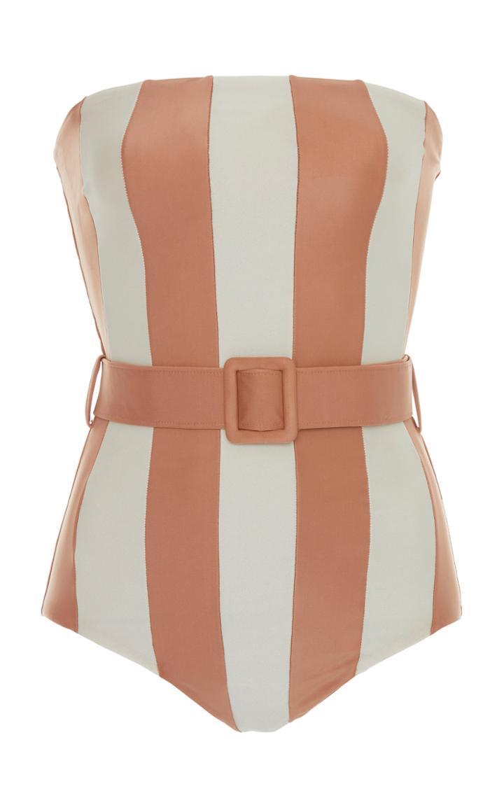 Adriana Degreas Striped Strapless One Piece Swimsuit