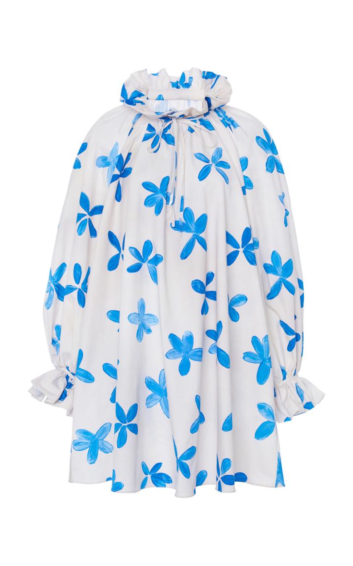 Moda Operandi Moschino Floral-printed Ruffled Poplin Dress Size: 38