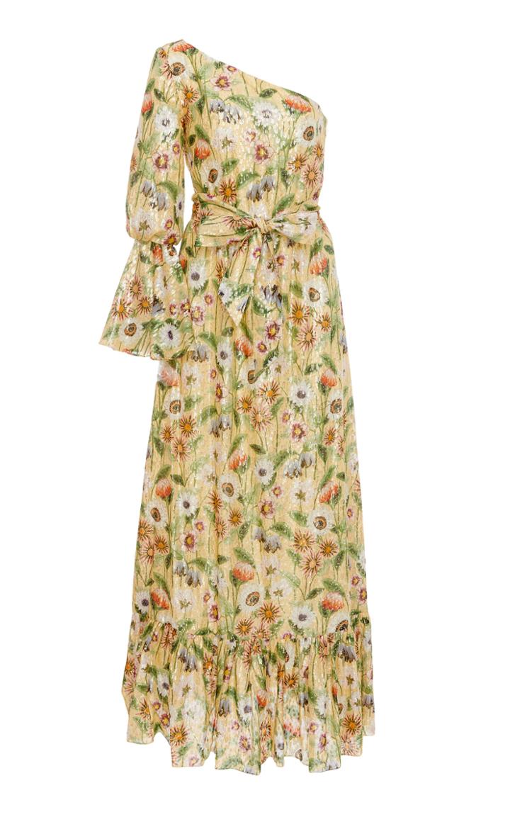 Borgo De Nor Regina Cold-shoulder Printed Silk-blend Maxi Dress