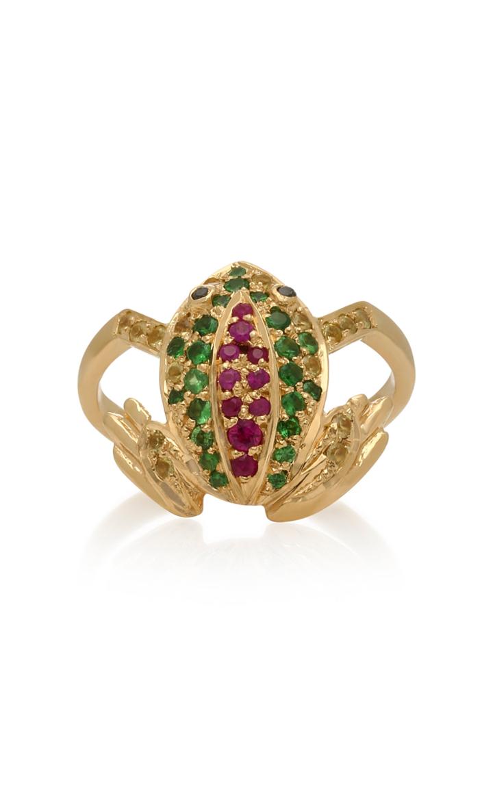 Donna Hourani Frog 18k Gold Diamond And Sapphire Ring
