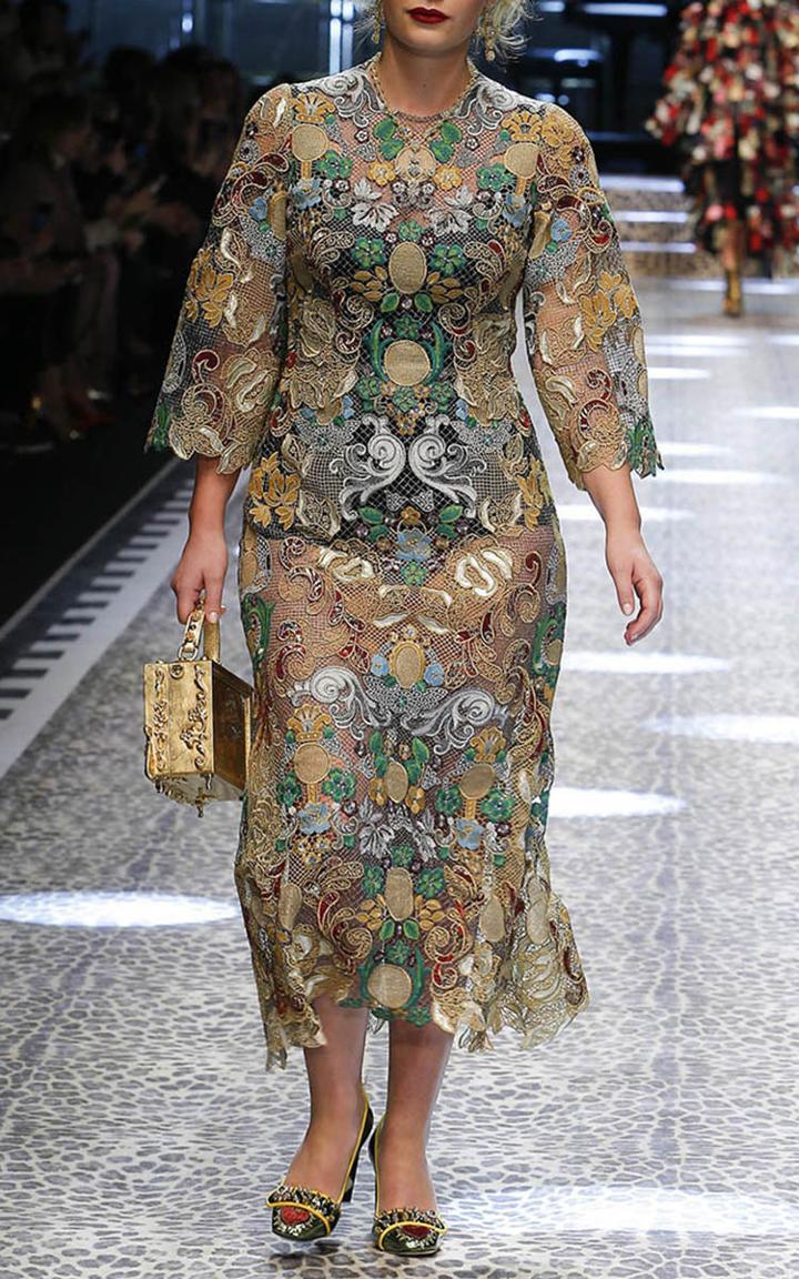 Dolce & Gabbana Floral Embellished Midi Dress