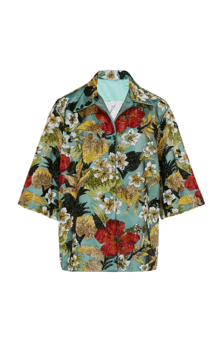 Richard Quinn Oversized Embellished Satin Shirt