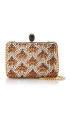 Oscar De La Renta Rogan Sequined Gold-tone Satin Clutch