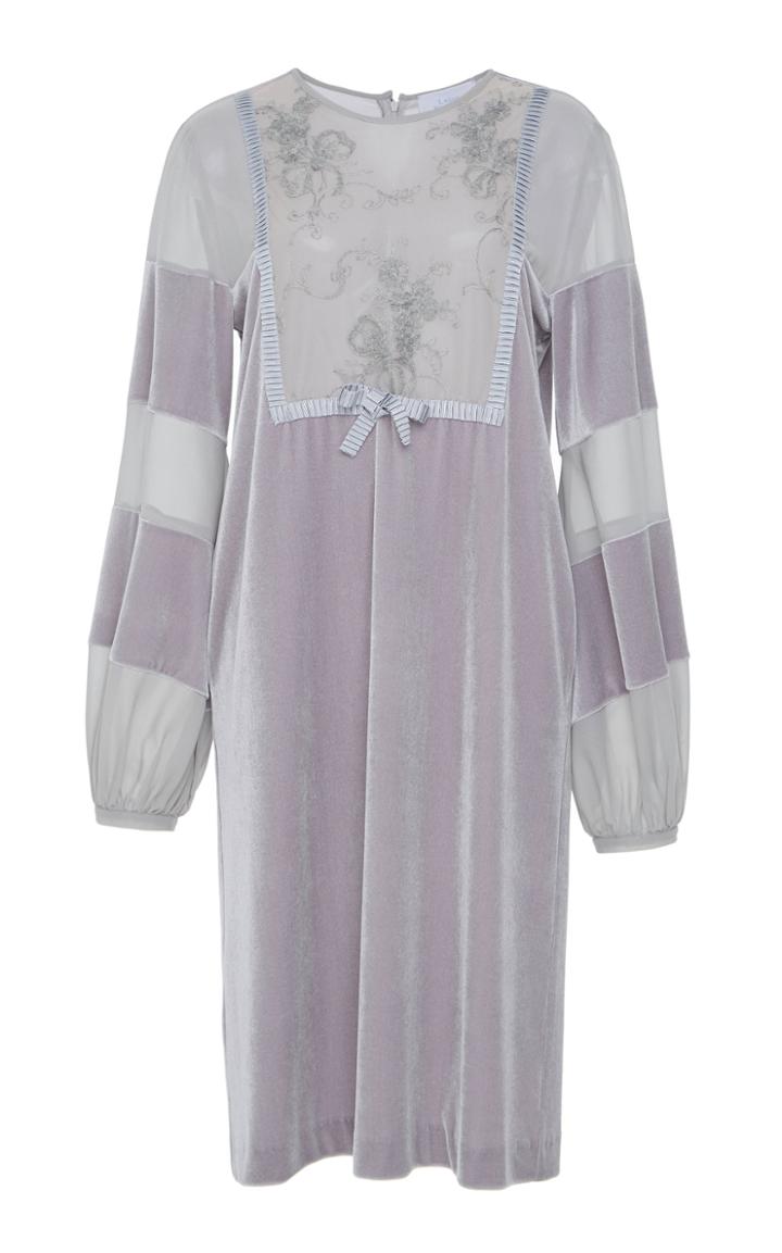 Luisa Beccaria Velvet Long Sleeve Dress