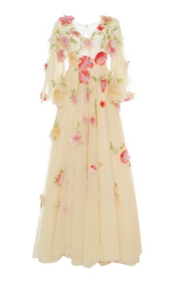 Luisa Beccaria Blush Floral Embroidered Gown