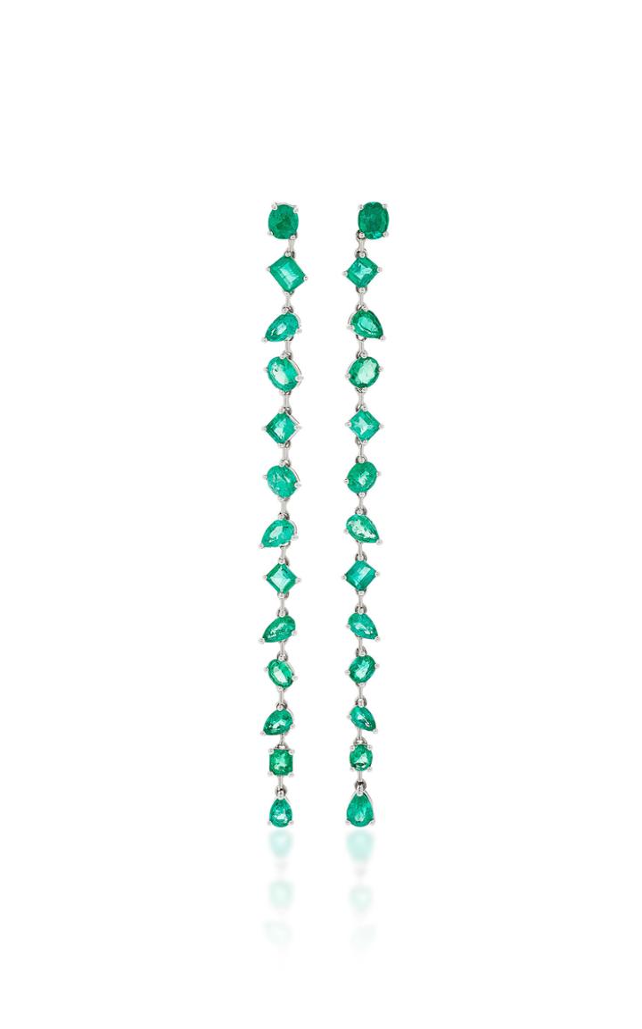 Nina Runsdorf M'o Exclusive One-of-a-kind Emerald Long Earrings