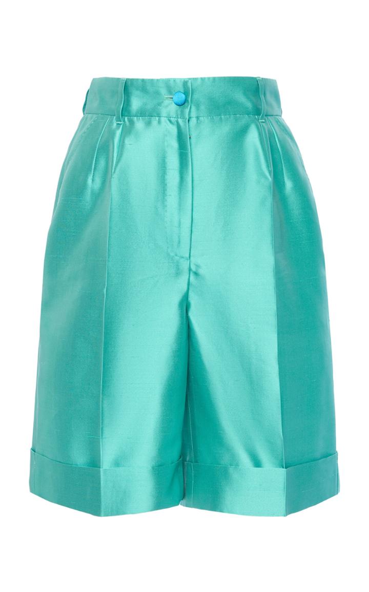 Moda Operandi Dolce & Gabbana Pintucked Silk Knee-length Shorts Size: 38