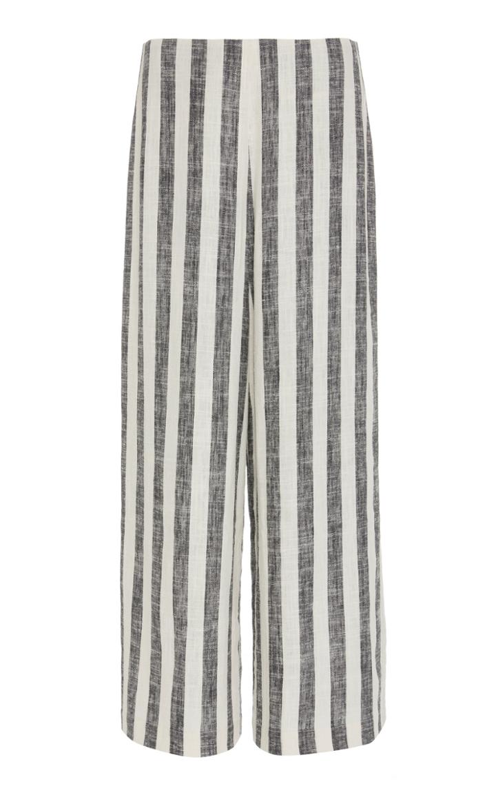 St. Agni Franco Striped Cropped Linen-blend Pants