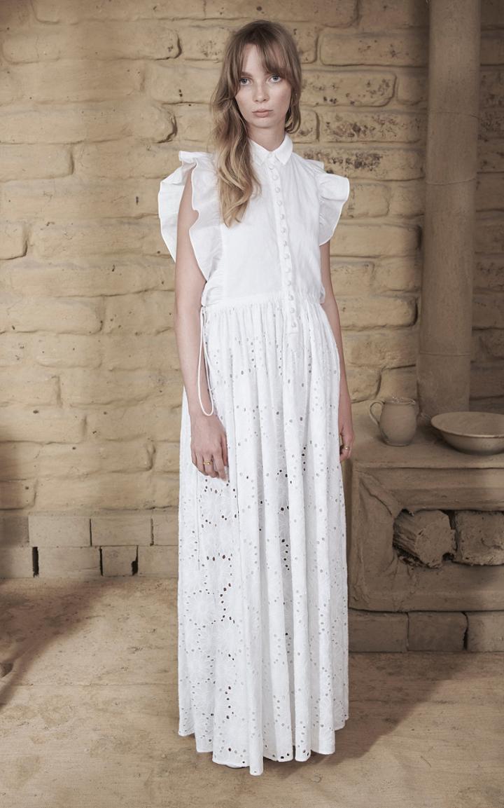 Moda Operandi Joslin Pamela Linen Cotton Lace Midi Dress