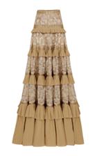 Raisa Vanessa Jaquard Camel Maxi Skirt With Ruffles