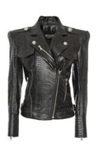 Balmain Python Perfecto Power-shoulder Leather Jacket