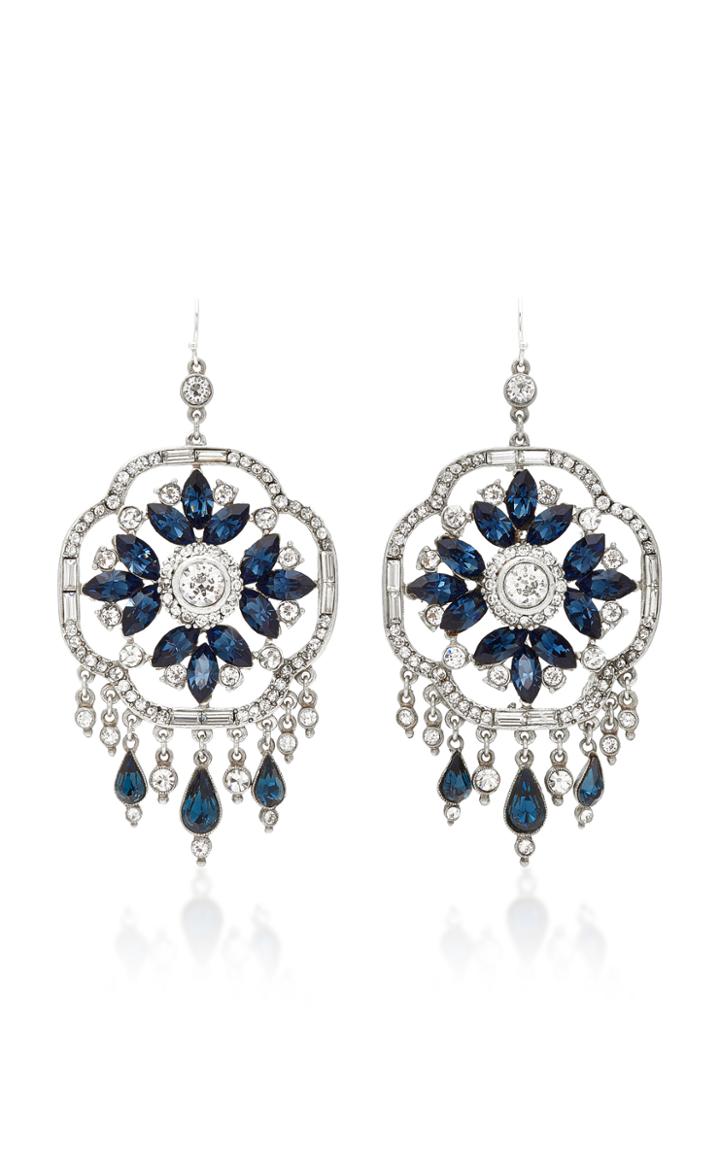 Ben Amun Silver-tone Crystal And Sapphire Earrings