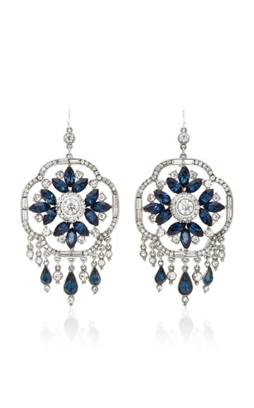 Ben Amun Silver-tone Crystal And Sapphire Earrings