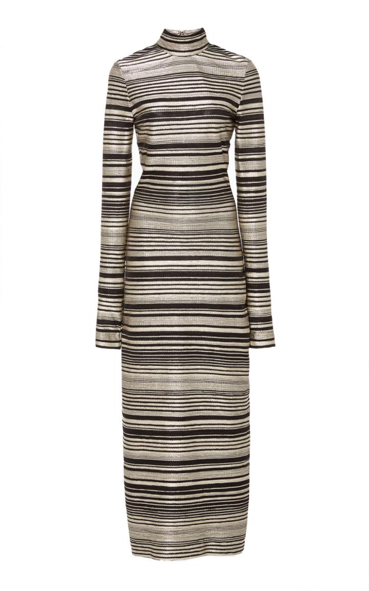 Christian Siriano Metallic Striped Knit Dress
