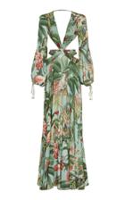 Patbo Beaded Paradise Print Cutout Gown