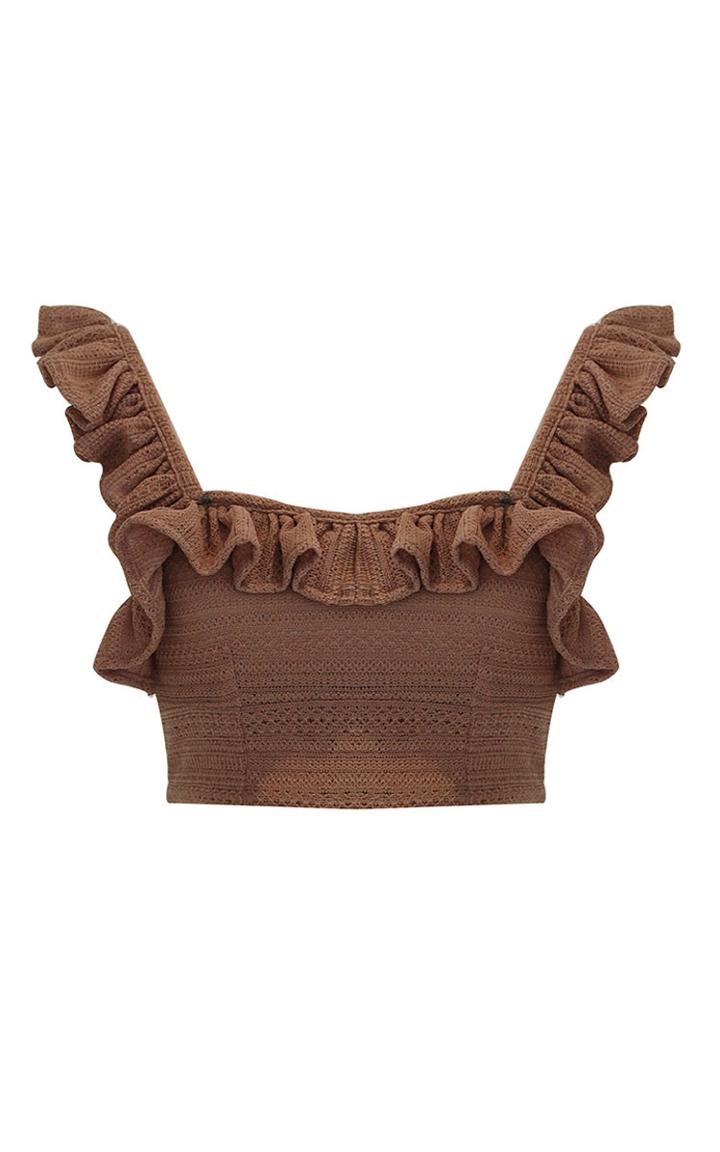 Mochi Tuda Knit Ruffle Crop Top
