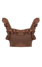 Mochi Tuda Knit Ruffle Crop Top