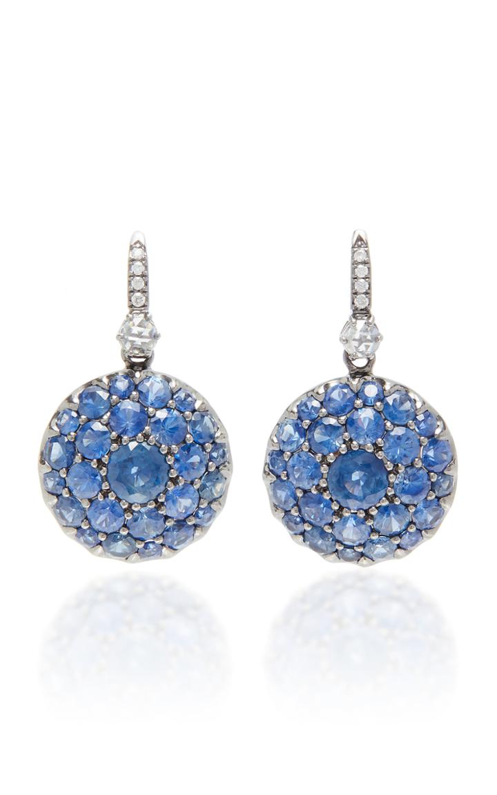 Nam Cho Rhodium-plated 18k White Gold Sapphire And Diamond Earrings