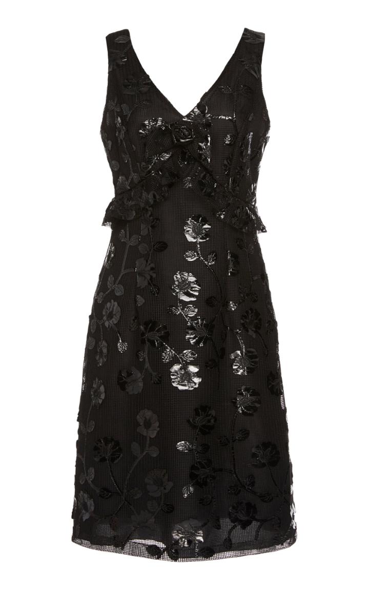 Anna Sui Climbing Vines Patent Leather Mesh Mini Dress