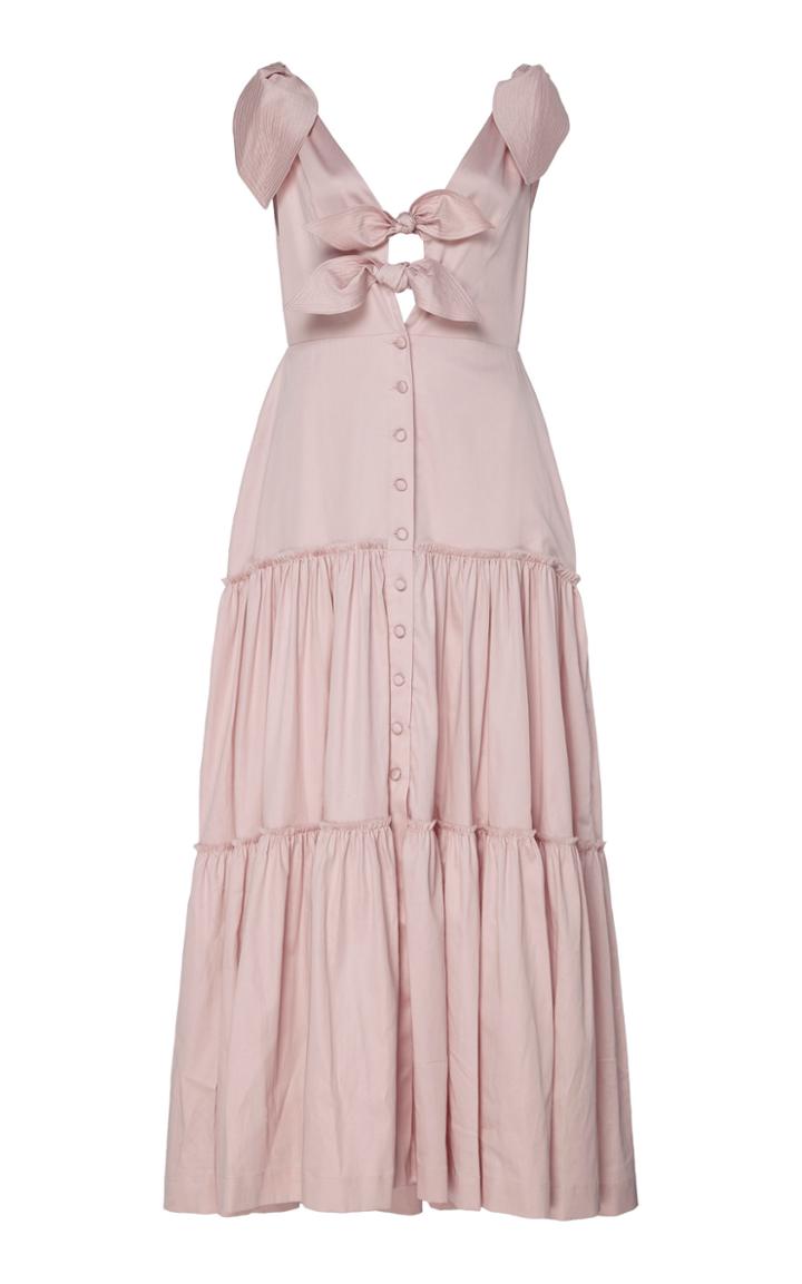 Moda Operandi By Efrain Mogollon Capazzo Tiered Dress Eep V-neck With Bows Tiered An