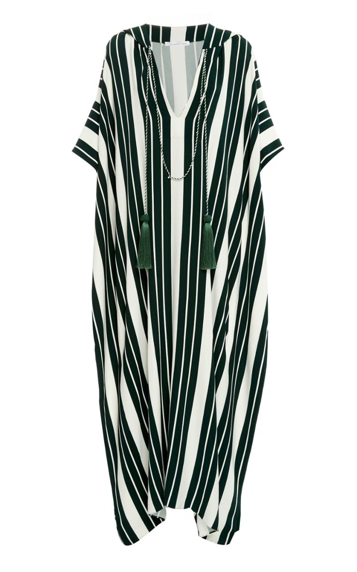 Oscar De La Renta Striped Twill V-neck Caftan