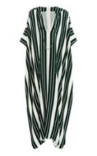 Oscar De La Renta Striped Twill V-neck Caftan