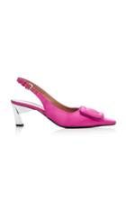 Marni Satin Squared Cap Toe Sling Back