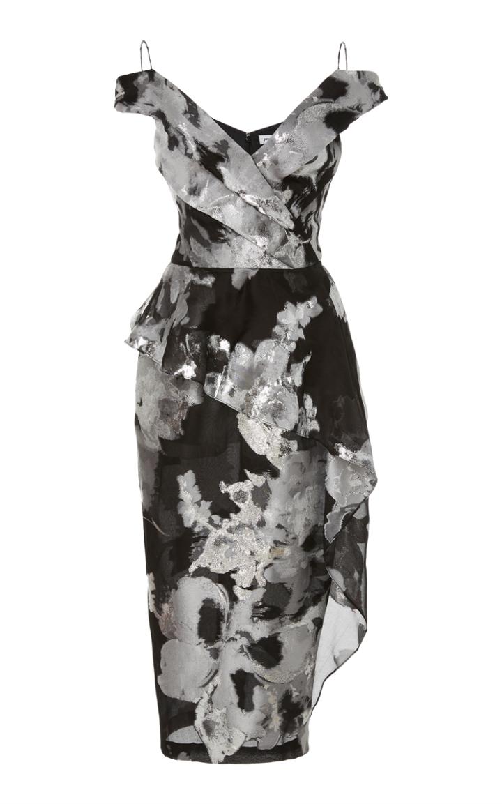 Pamella Roland Black & Silver Peplum Dress