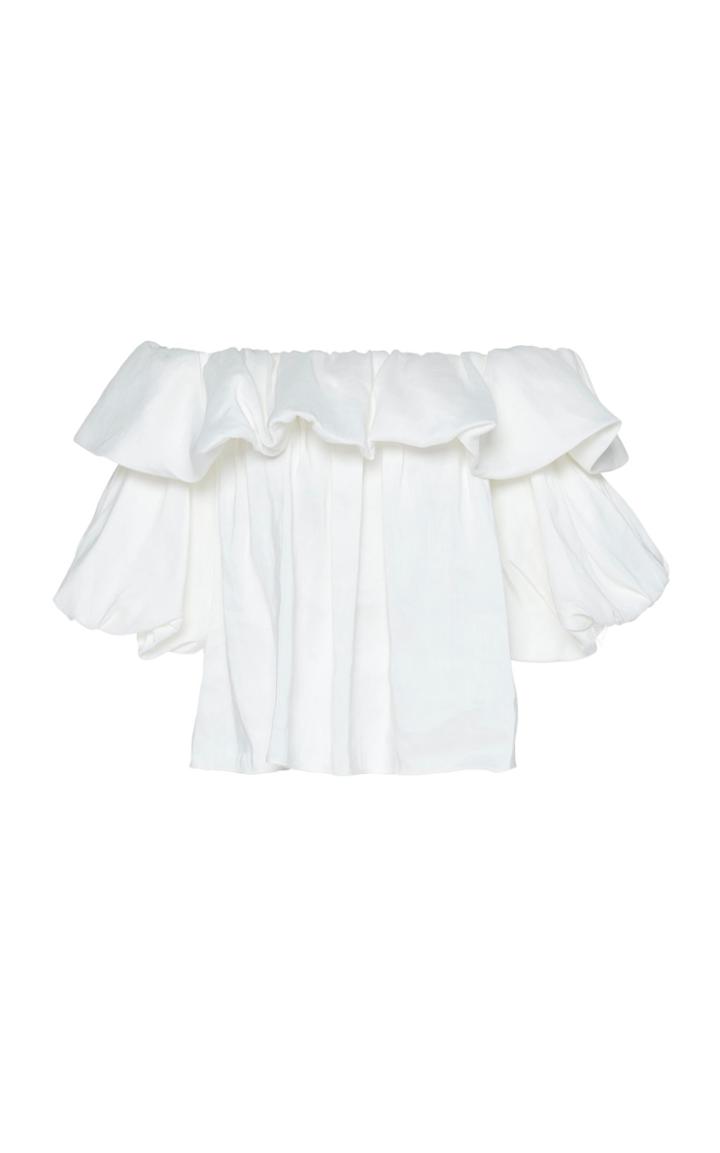 Moda Operandi Aje Coda Puff Blouson Silk-linen Blend Top Size: 4