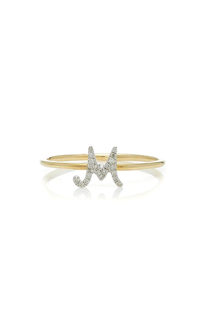 Sydney Evan Initial Ring With White Diamonds