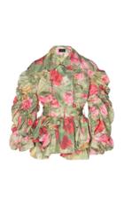 Simone Rocha Belted Ruched Watercolor Taffeta Jacket