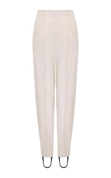 Amal Al Mulla Ivory Suede Fitted Crop Pants