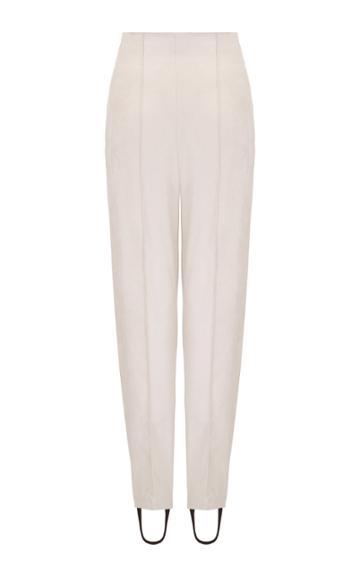 Amal Al Mulla Ivory Suede Fitted Crop Pants